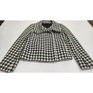 TALBOTS Women's Houndstooth Wool Blend Moto Style Size 6 Zippered